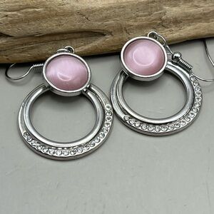 Elegant Pink and Silver Earrings